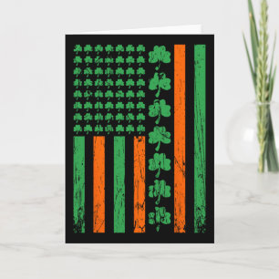 American Us Flag Clovers St Patricks Irish Shamroc Card