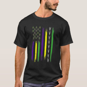 American US Flag Crawfish Funny Mardi Gras Carniva T-Shirt