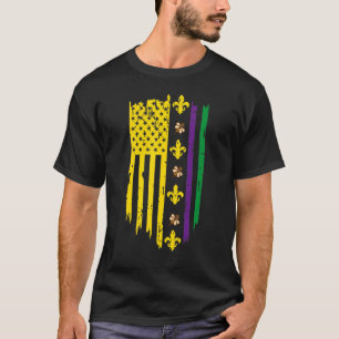 American US Flag Crawfish Funny Mardi Gras Carniva T-Shirt