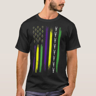 American US Flag Crawfish Funny Mardi Gras Carniva T-Shirt
