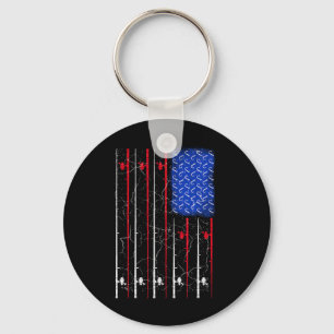 American Us Flag Fishing Rod Top Keychain