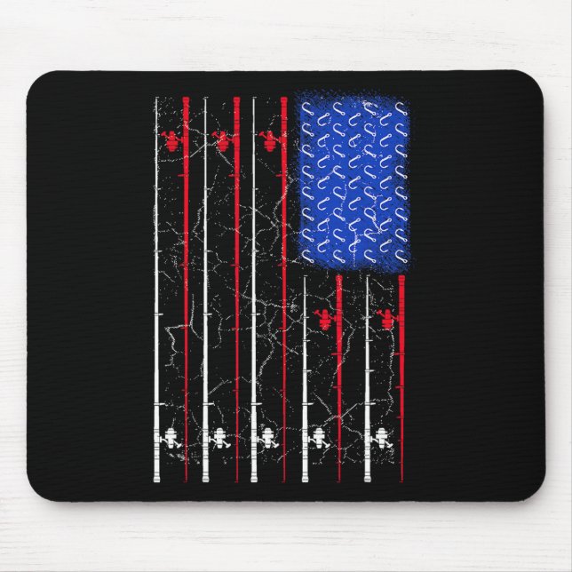 American Us Flag Fishing Rod Top  Mouse Pad (Front)
