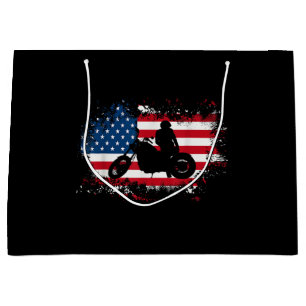 American US Flag Motorcycle Funny Sport Lover Large Gift Bag