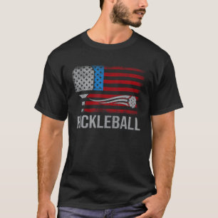 American US Flag Pickleball Player Paddleball 4th  T-Shirt