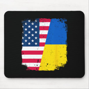 American Us Flag Ukraine Friendship Country Vintag Mouse Pad