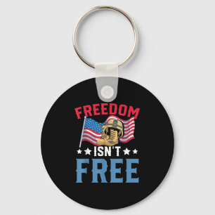 American Us Flag United States Freedom Soldier Mem Keychain
