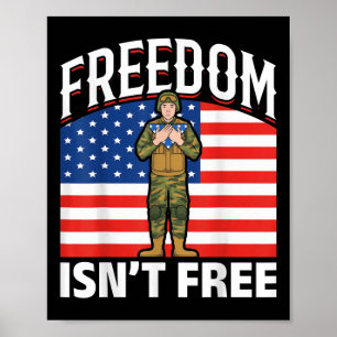 American Us Flag United States Freedom Soldier Mem Poster
