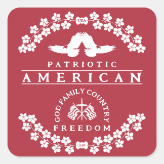 AMERICAN | USA 1776 | GOD FAMILY COUNTRY FREEDOM SQUARE STICKER