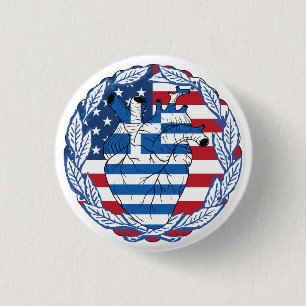American USA America US United States Greek Greece 1 Inch Round Button