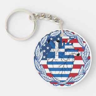American USA America US United States Greek Greece Keychain
