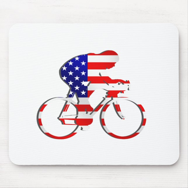 American USA Cycling Cyclists Bicycle Gear Mouse Pad (Front)