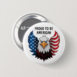 American USA Eagle Flag 2 Inch Round Button