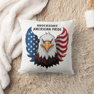 American USA Eagle Flag Personalized Throw Pillow