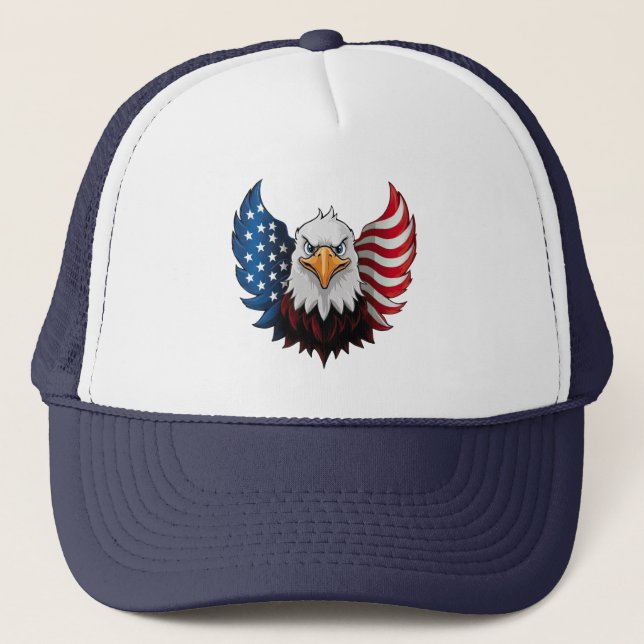 American USA Eagle Flag Trucker Hat (Front)