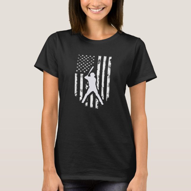 American USA Flag Baseball Apparel Distressed Top  (Front)