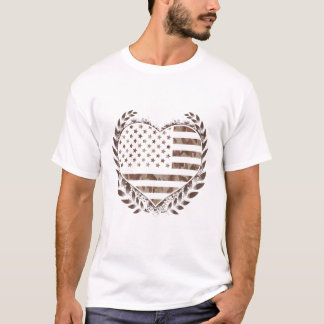 American USA Flag Camouflage Heart T-Shirt