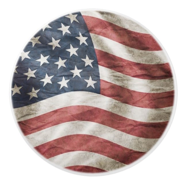 American USA Flag Ceramic Knob (Front)