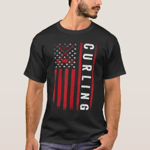 American USA Flag Curling Gifts For Men Women Curl T-Shirt