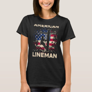 American Usa Flag Electric Cable Patriotic Linema T-Shirt