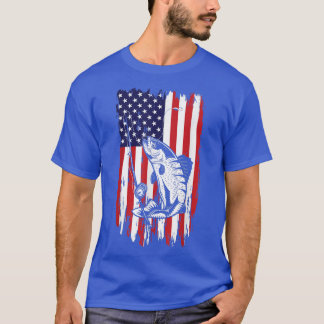 American Usa Flag Fishing Fisherman Fish Catcher 9 T-Shirt