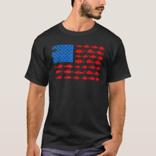 American Usa Flag Fishing Vintage Fish Species T-Shirt