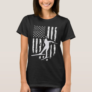 American Usa Flag Nordic Ski Cool Skier Gift Top T