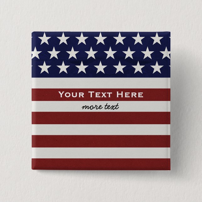 American USA Flag Patriotic July 4th Custom 2 Inch Square Button (Front)