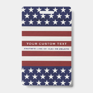 American USA Flag Patriotic July 4th Custom Badge