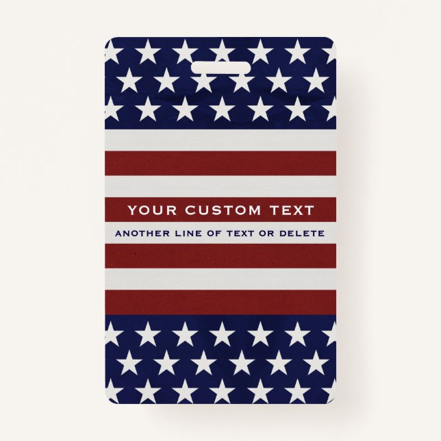 American USA Flag Patriotic July 4th Custom Badge (Front)