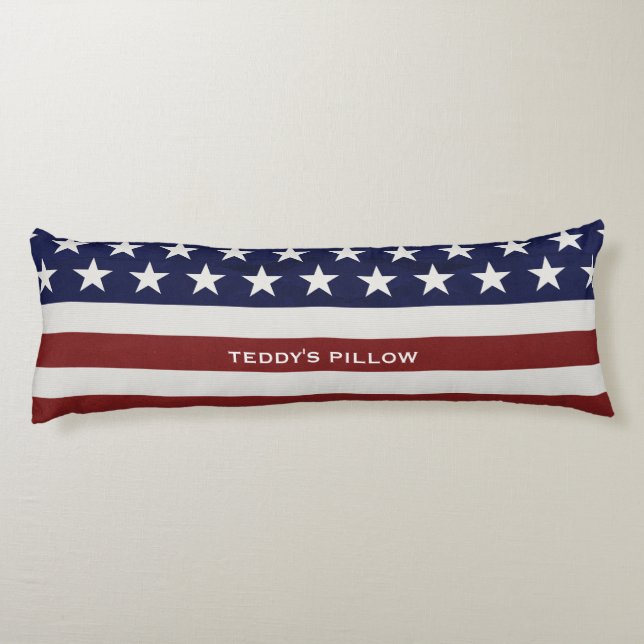 American USA Flag Patriotic July 4th Custom Body Pillow (Back)