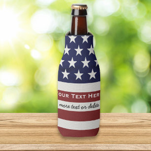 American USA Flag Patriotic July 4th Custom Bottle Cooler