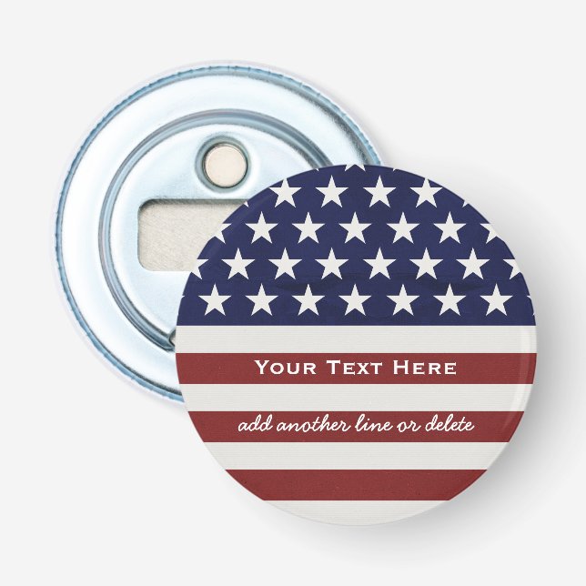 American USA Flag Patriotic July 4th Custom Bottle Opener (Front)