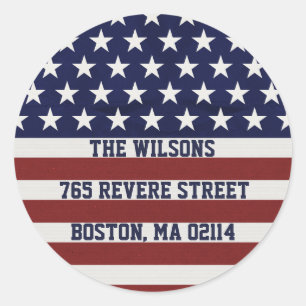 American USA Flag Patriotic July 4th Custom Classic Round Sticker