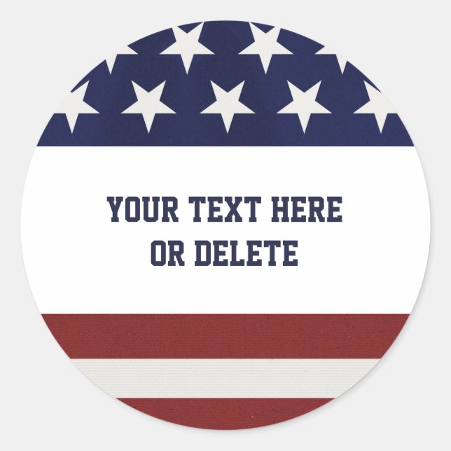American USA Flag Patriotic July 4th Custom Classic Round Sticker (Front)