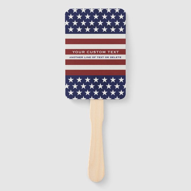 American USA Flag Patriotic July 4th Custom Hand Fan (Front)