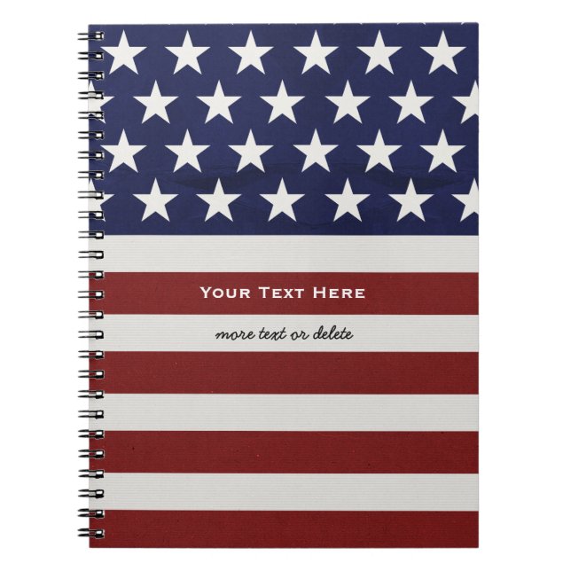 American USA Flag Patriotic July 4th Custom Notebook (Front)