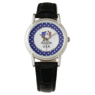 American USA Flag Pit Bull (lt brindle white 3) Watch