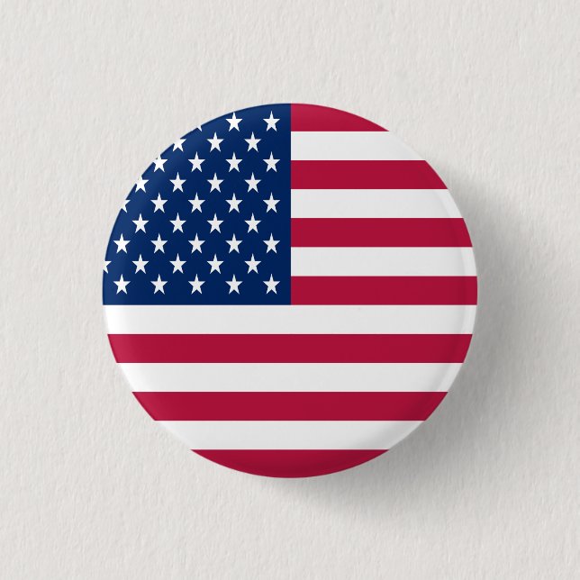 American USA Flag Pride Design 1 Inch Round Button (Front)