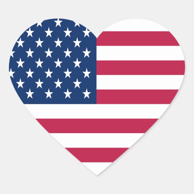 American USA Flag Pride Design Heart Sticker (Front)