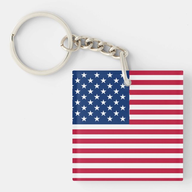 American USA Flag Pride Design Keychain (Front)