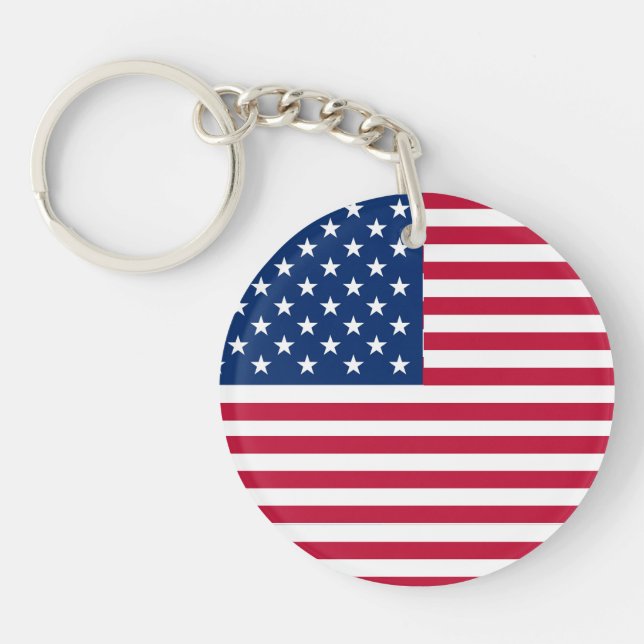 American USA Flag Pride Design Keychain (Front)