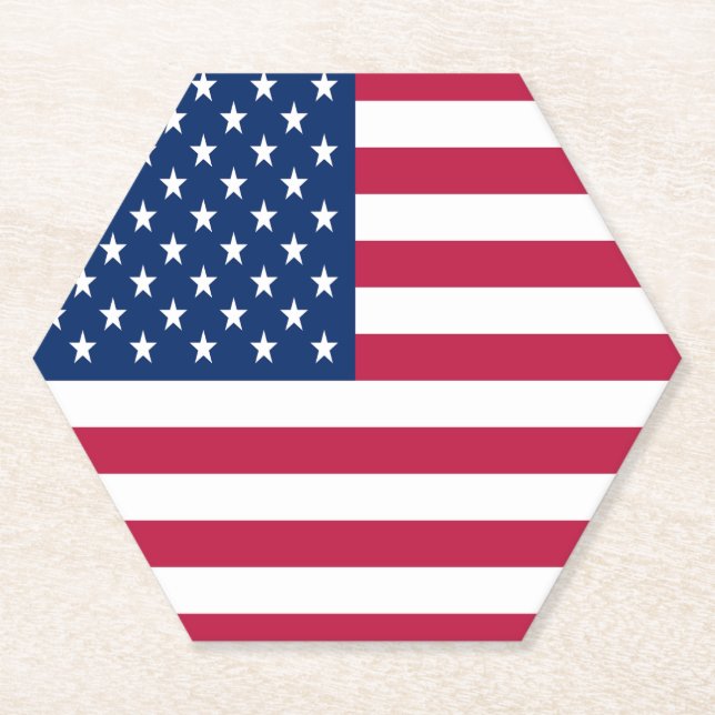 American USA Flag Pride Design Paper Coaster (Front)