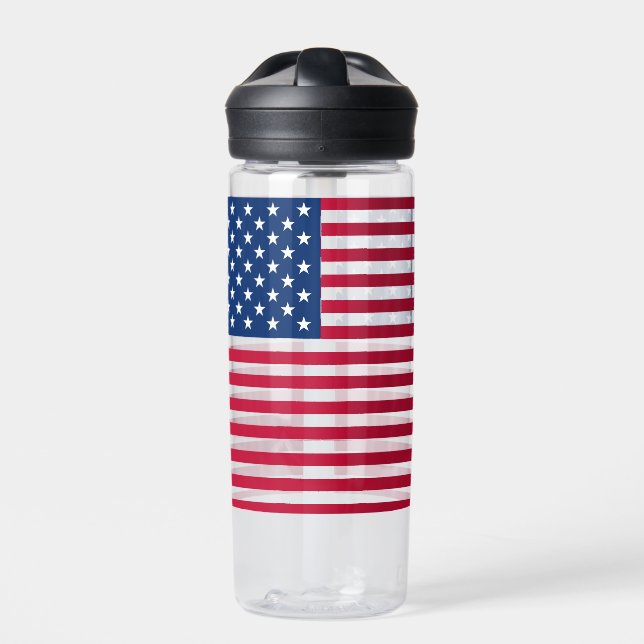 American USA Flag Pride Design Water Bottle (Front)