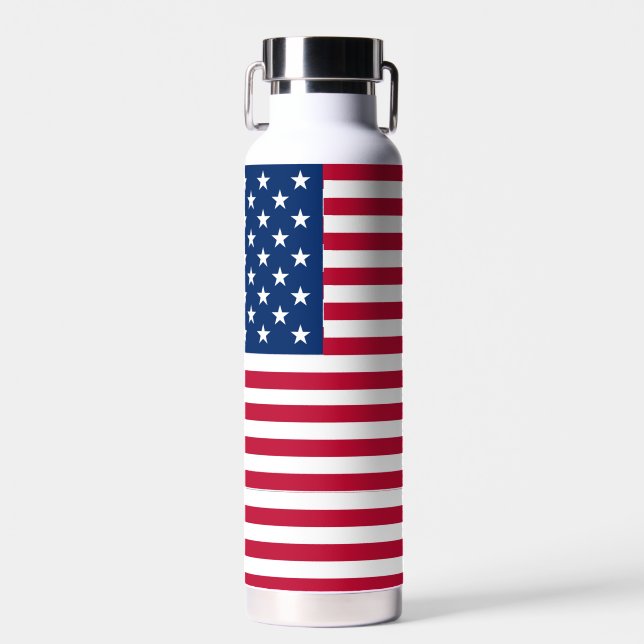 American USA Flag Pride Design Water Bottle (Front)