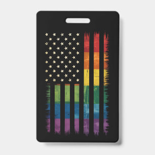American USA Flag Rainbow Pride Gay Lesbian LGBTQ Badge