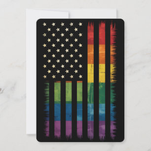 American USA Flag Rainbow Pride Gay Lesbian LGBTQ Invitation