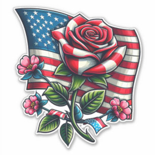 American USA Flag rose Patriotic flower Art