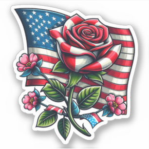 American USA Flag rose Patriotic flower Art