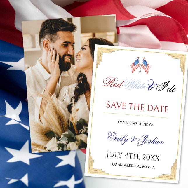 American USA Flag Save the Date Photo Invitation (Creator Uploaded)