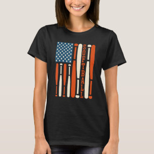 American USA Flag Softball Bat Softball Softball C T-Shirt